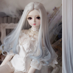 bjd娃娃假发4分3分sd dd巨婴 高温丝中分灰色渐变卷发预售包邮