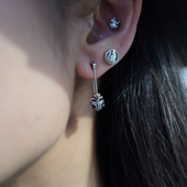 多用途耳饰 素个性 睡莲生生世世 925纯银别针耳环骷髅皇冠鸢尾花元