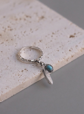 纯银老鹰天然宝石个性小众风戒指