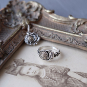 戒指 素个性 SHUI 925纯银吊坠复古小众设计太阳神月亮月桂麦穗元