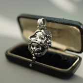 睡莲生生世世 原创设计925纯银吊坠小猫咪戴女孩头套复古小众挂坠