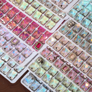 DIY饰品手链玻璃爪亮钻 6mm小方糖钻清新色长方形钻手缝钻 新款