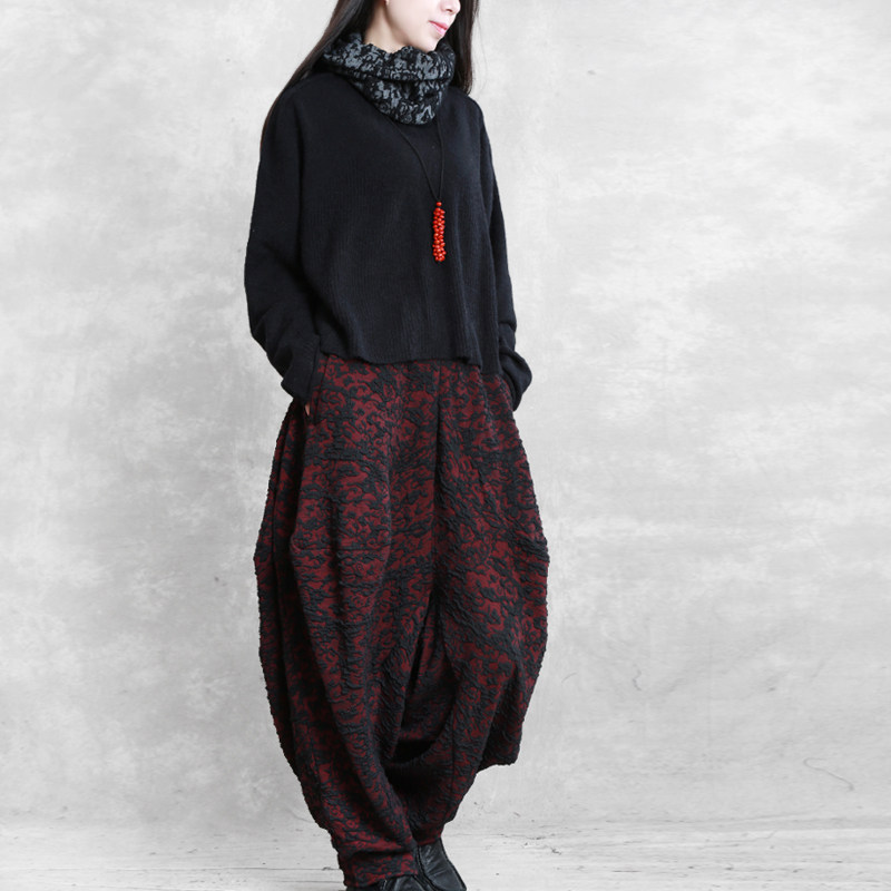 兮风秋冬提花肌理哈伦裤民族风宽松阔腿裤百搭文艺小脚休闲长裤子,女装/女士精品,休闲裤,淘宝优惠券,粉丝福利购,淘宝优惠卷