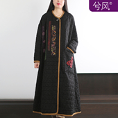 兮风品牌原创不规则拼色设计感加厚复古风衣女文艺重工长外套秋冬