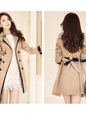 Women's coat colour blocking double-breasted trench coat tid