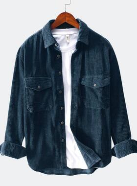 Men's Corduroy Shirt Long Sleeve Shirt thickened retro s