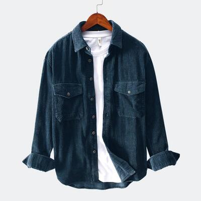 Men's Corduroy Shirt Long Sleeve Shirt thickened retro s