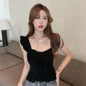 irregu ear sexy Summer halter wooden small vest edge knitted