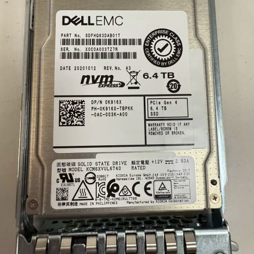 出Dell EMC企业级6.4TB NVMe固态硬盘,型号K--议价商品