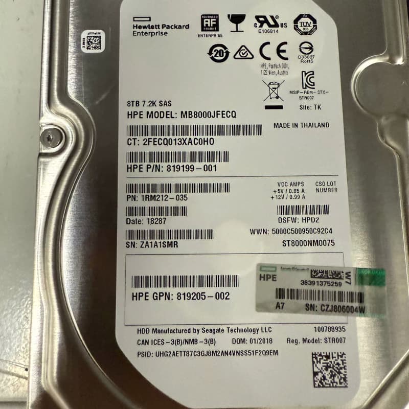 惠普8T SAS服务器硬盘，原装拆机，成色新。--议价商品