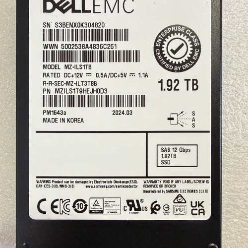 DELL EMC PM1643a 1.92TB SAS 12--议价商品