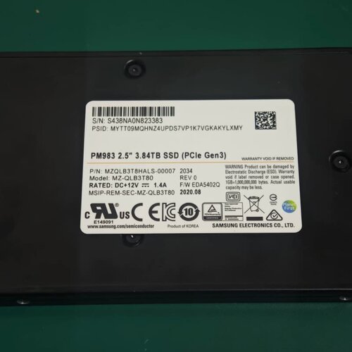 三星PM983 3.84TB 2.5寸U.2 NVMe企业级--议价商品