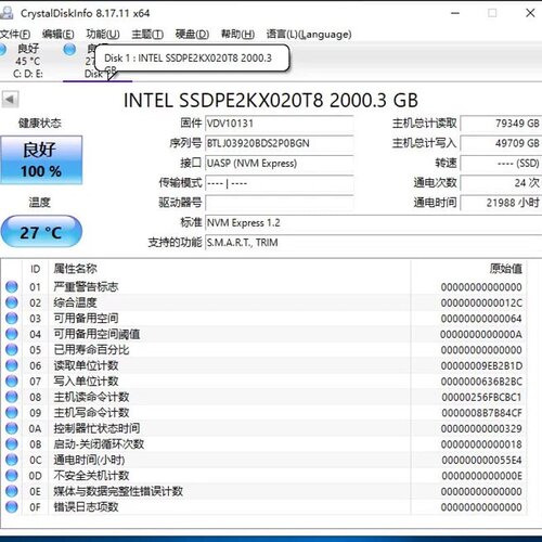 英特尔 P4510 2t U2接口企业级固态硬盘--议价商品