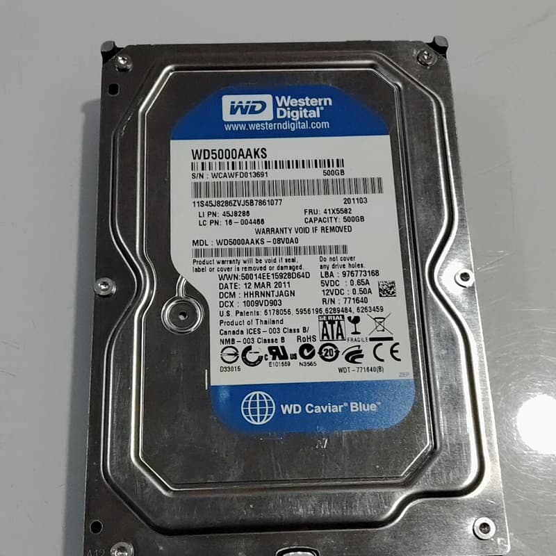 西数蓝盘500G机械硬盘,型号WD5000AAKS,3.5寸--议价商品