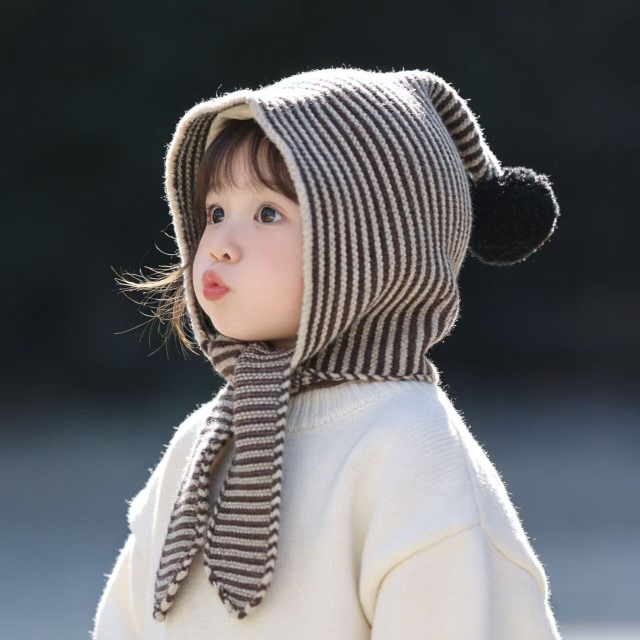 儿童帽子围巾一体帽秋冬季男女童