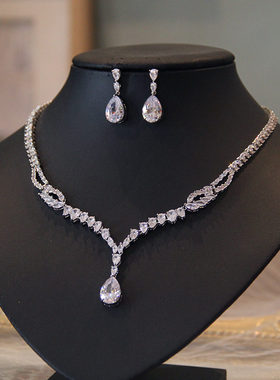 婚礼舞台婚纱礼服配饰锆石项链