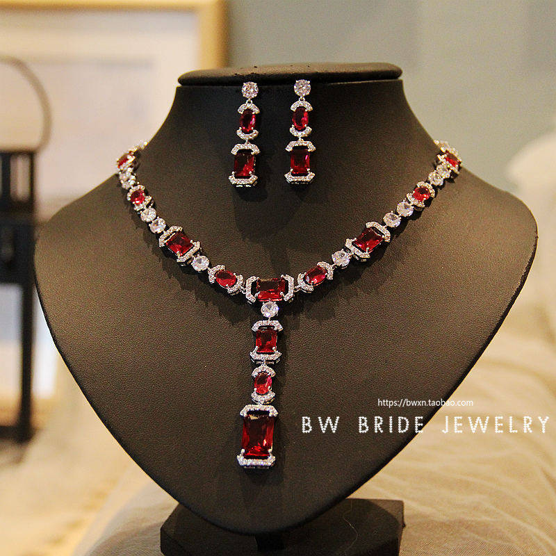 欧美舞台宝石法式项链耳环新娘锆石饰品礼服晚宴配饰珠宝橱窗展示