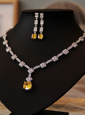 韩式镀金人工宝石几何新娘项链女