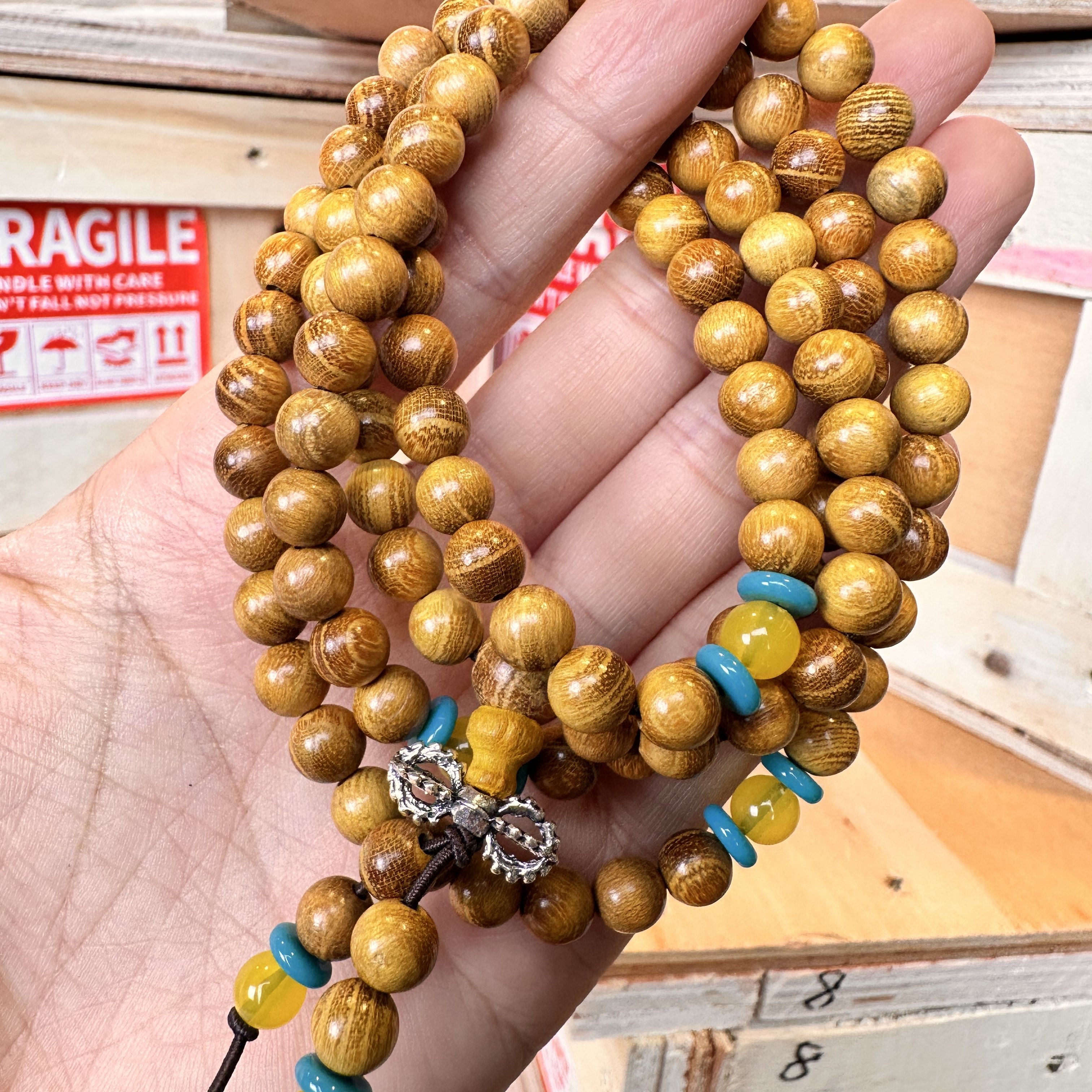 檀木108颗黑花梨转运佛珠黑檀绿檀念珠手链男女情侣手串-S1511