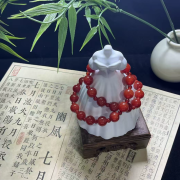 QIC0026-南红双圈手串｜浓艳锦红+润糯质感