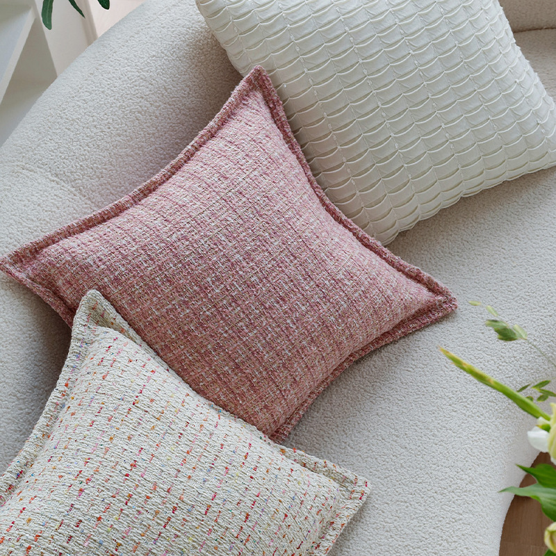 法式小香风抱枕套粉色高级感清新抱枕客厅沙发方形腰枕靠背套