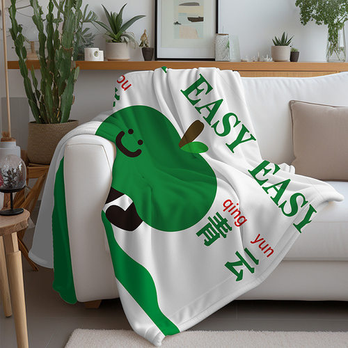 法兰绒毛毯包边数码印3D立体350gsm午睡毯沙发毯空调房车用被毯子