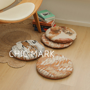 色织提花圆形蒲团记忆棉透气椅民宿飘窗凳子卡座圆子