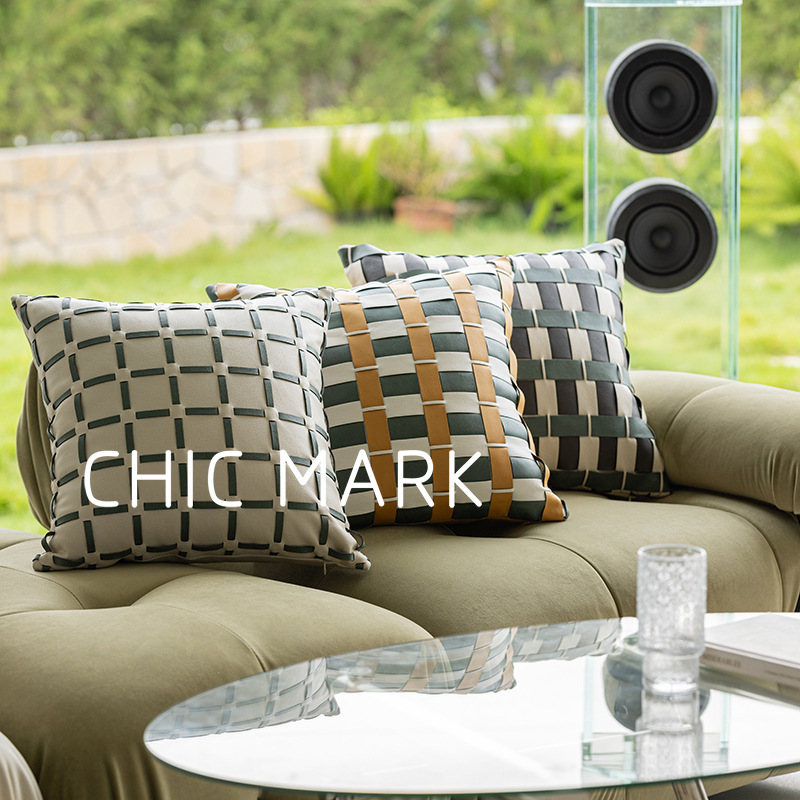 样板间仿皮制PU抱枕沙发靠客厅靠枕枕头抱枕套轻奢靠套高级