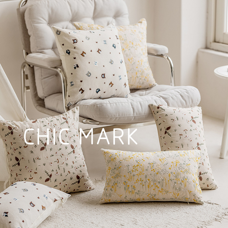 ins抱枕沙发靠枕不含芯沙发靠刺绣靠枕田园棉质绣花枕套可拆洗
