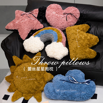 Ins风星空云朵太阳抱枕意式极简风家居摆件 彩虹皇冠飘窗沙发靠枕