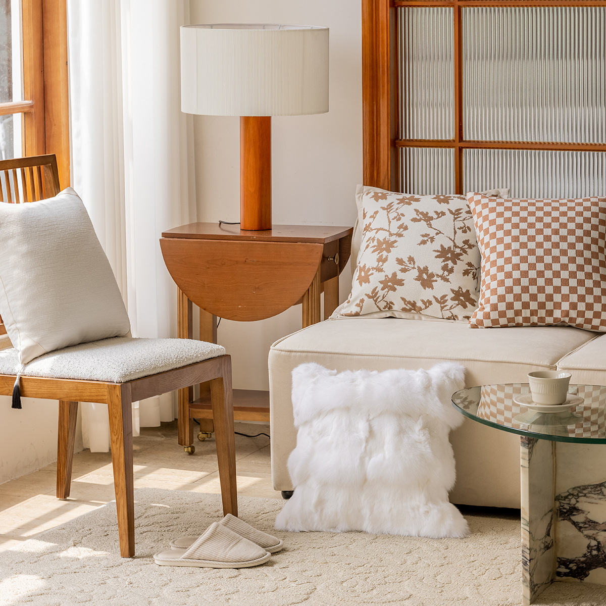 ins风靠枕毛绒轻奢腰靠简约