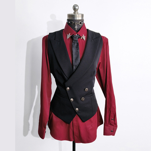 cosplay成男乙游收腰万用西装马甲感创驳领休闲禁欲英伦西服