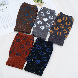 日单尾货羊绒手套露指半指短手套女保暖护手套电脑写字学生秋冬款