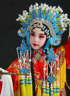 儿童少儿贵妃醉酒凤冠 黄色凤冠 当档凤冠 梅派蝴蝶凤冠 儿童凤冠