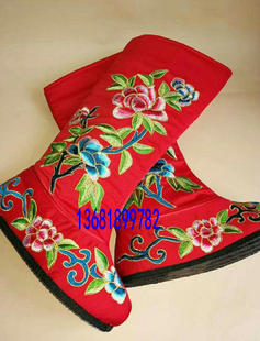 绣花女靴 变脸女鞋女靴 武旦靴 女变脸靴绣花 戏曲武旦鞋绣花