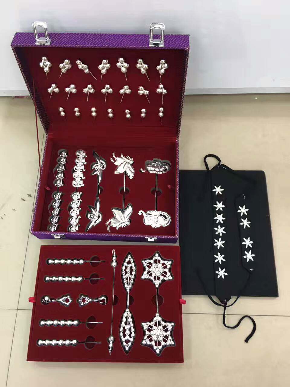 戏曲头饰 头面 青衣银色头面 银锭头面银丁头面 秦香莲泡子头面