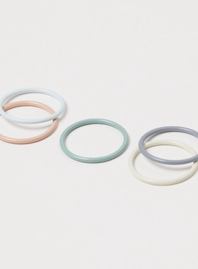 HM 个性简约时尚ins莫兰迪奶油色细圈多圈潮人食指戒指环0956871