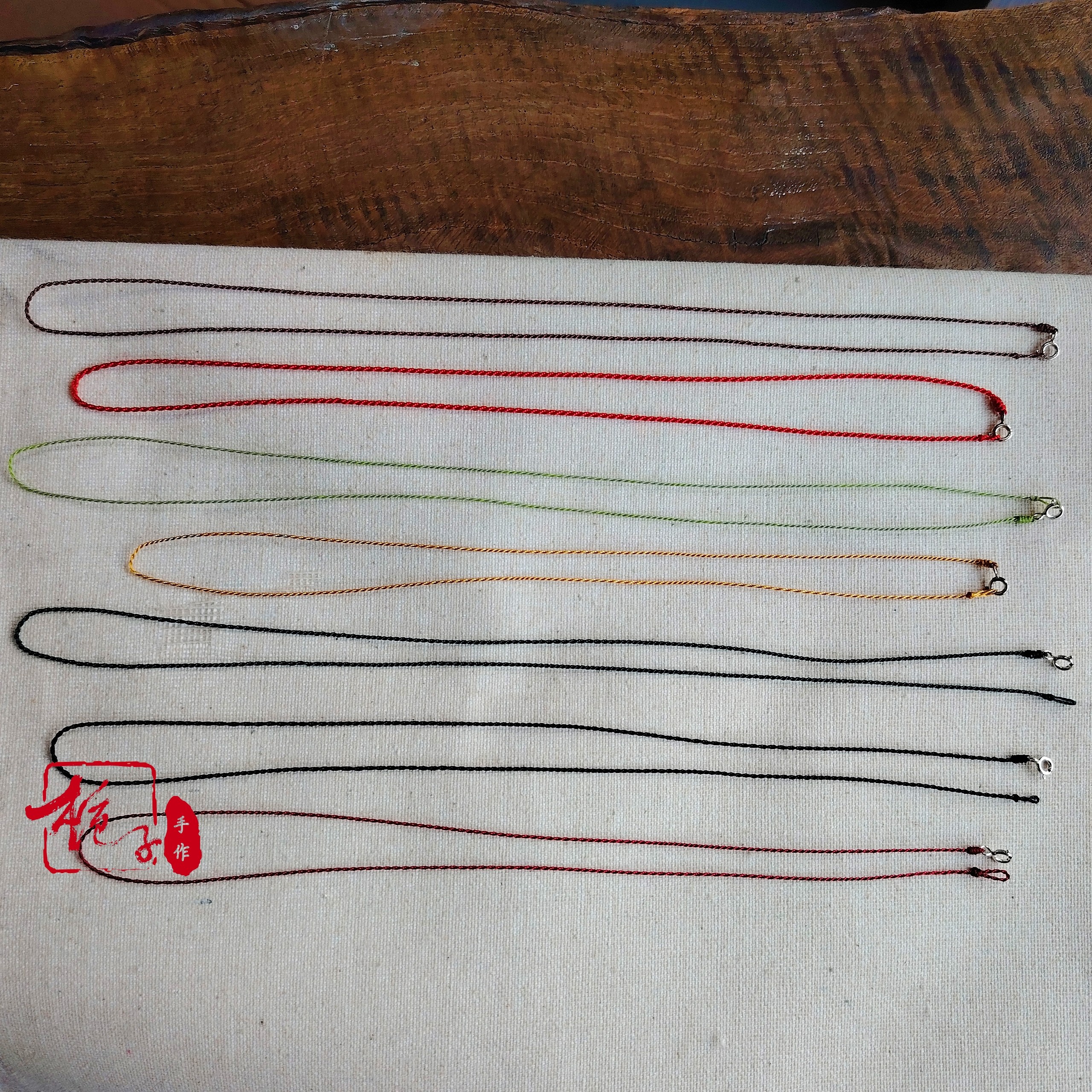 手工编织进口彩蜡线s925银扣极简超细万能链小孔吊坠锁骨链项链绳