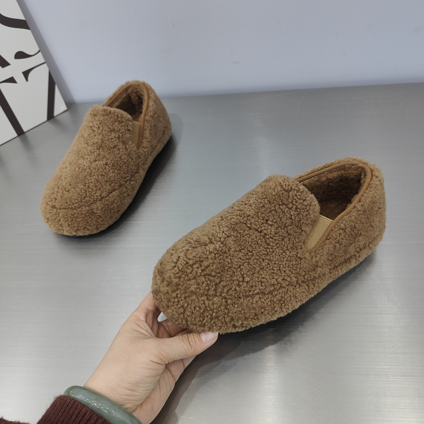 实体店同款羊羔毛乐福鞋女2025冬新款百搭休闲毛毛鞋一脚蹬豆豆鞋