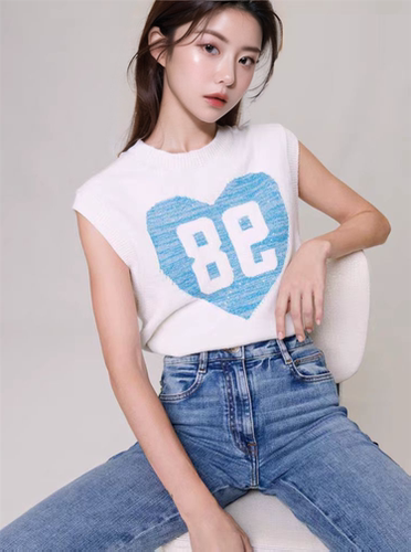 无袖法式薄款针织女数字