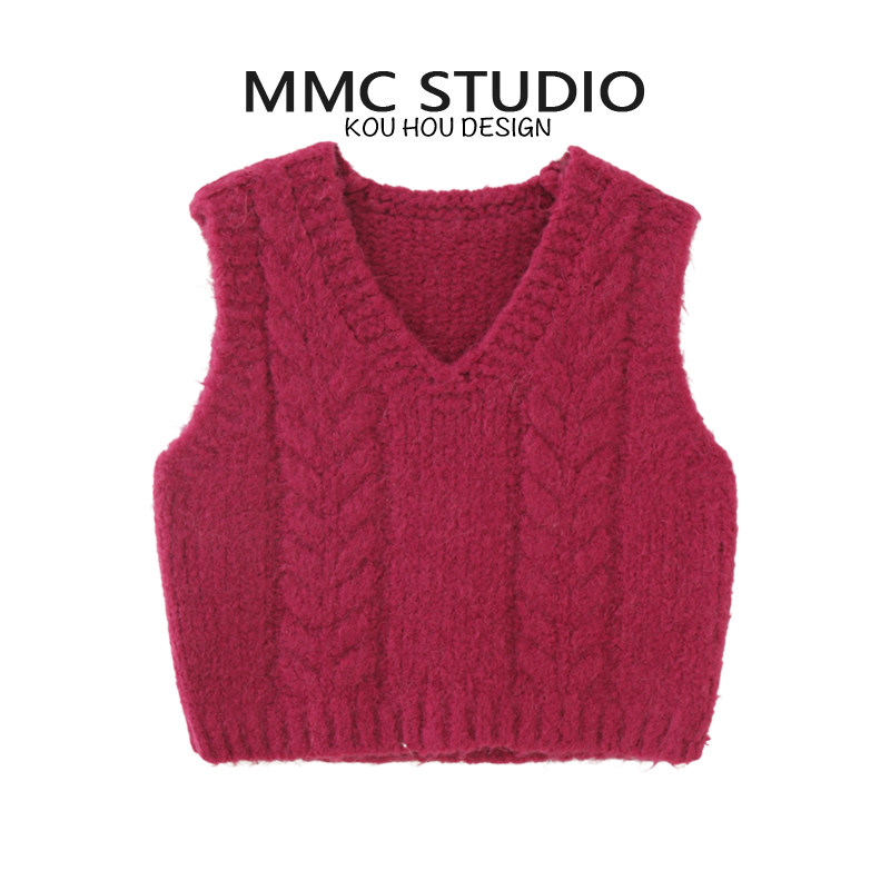 蔻后法式复古V领马甲背心