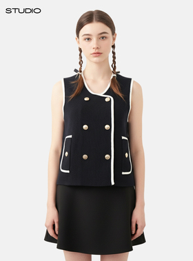 MMCM家2025秋冬新款法多名媛风小香风针织马甲女气质高级感外套女