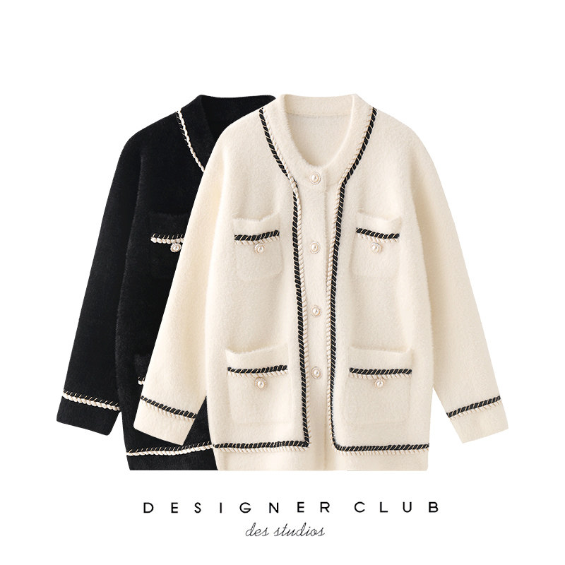 慵懒mmc风水双色貂毛外套开衫