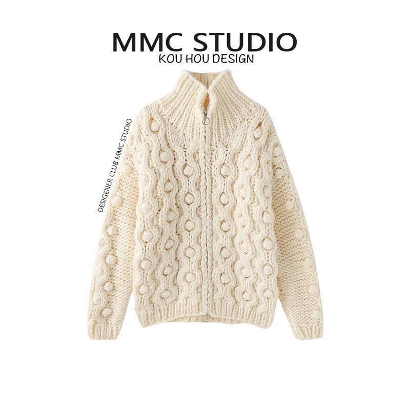 MMC 秋冬新款加厚麻花高领拉链开衫女慵懒风宽松百搭毛衣外套,女装/女士精品,毛针织衫,淘宝优惠券,粉丝福利购,淘宝优惠卷