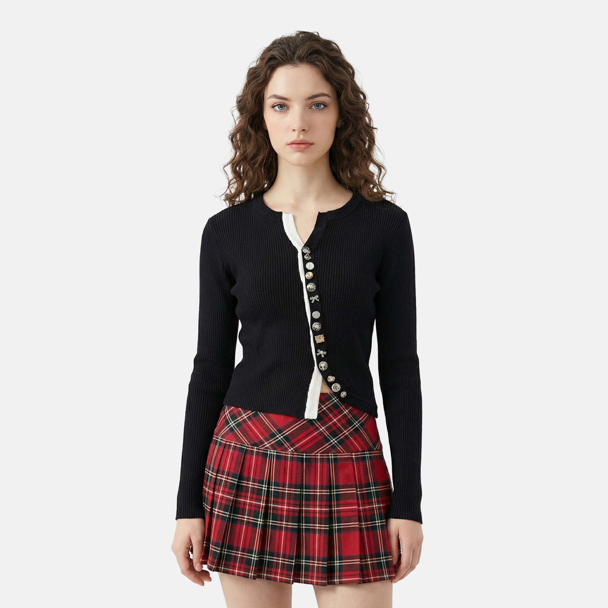 MMC小香风高级感炸街洋气减龄针织开衫外套毛衣上衣斜门襟上衣女