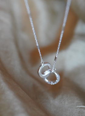 茶花白原创纯银环环相扣项链