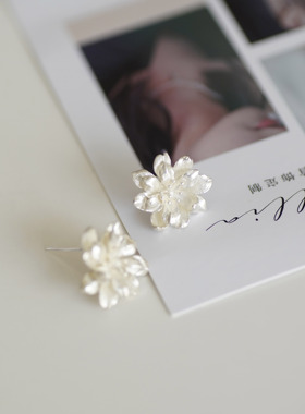 原创设计小清新木香花朵纯银925耳环女生耳钉夏新款淡雅温柔礼物