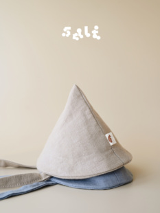 包邮 儿童生日节日派对周岁帽拍照道具 布艺亚麻生日帽 盐巴手作