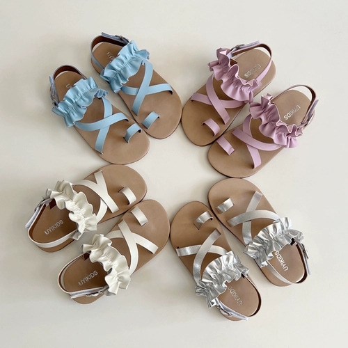 Милые летние туфли для принцессы, сандалии, в корейском стиле, в западном стиле