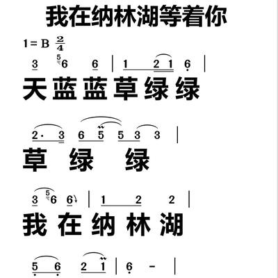 295我在纳林湖等着你 大字谱高清简谱教唱谱直播教唱歌谱